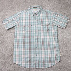 Exofficio Shirt Mens Medium‎ Green Polyester/Nylon Short Sleeve Button Down